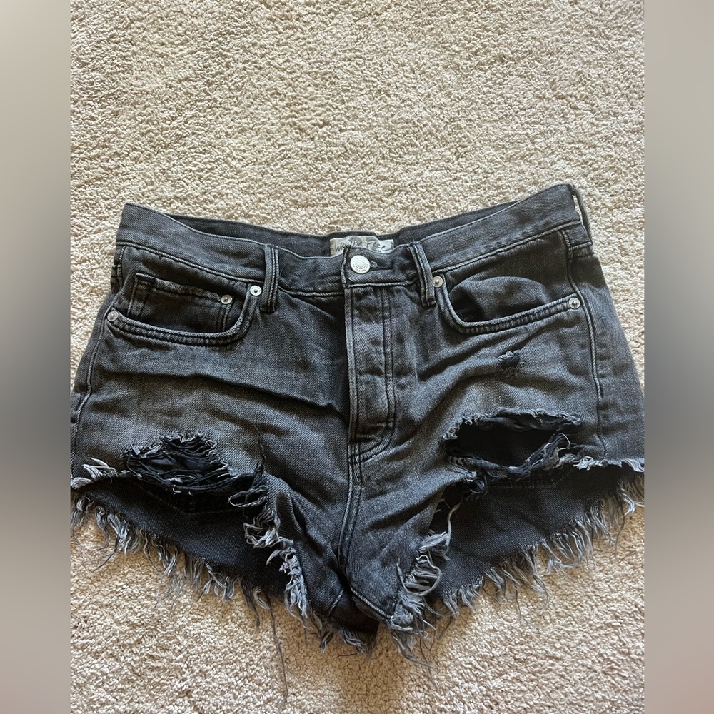 Free people black denim shorts